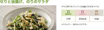 せりと油揚げ、のりのサラダ